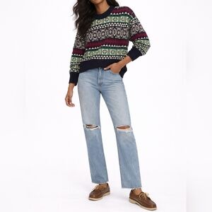 VINTAGE Chunky Cotton Geo Stripe Knit Sweater | L | 80s Eclectic Grandpa